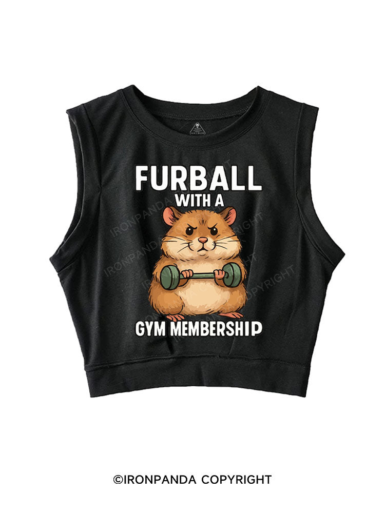 FURBALL WITH A GYM MEMBERSHIP SLEEVELESS CROP TOPS