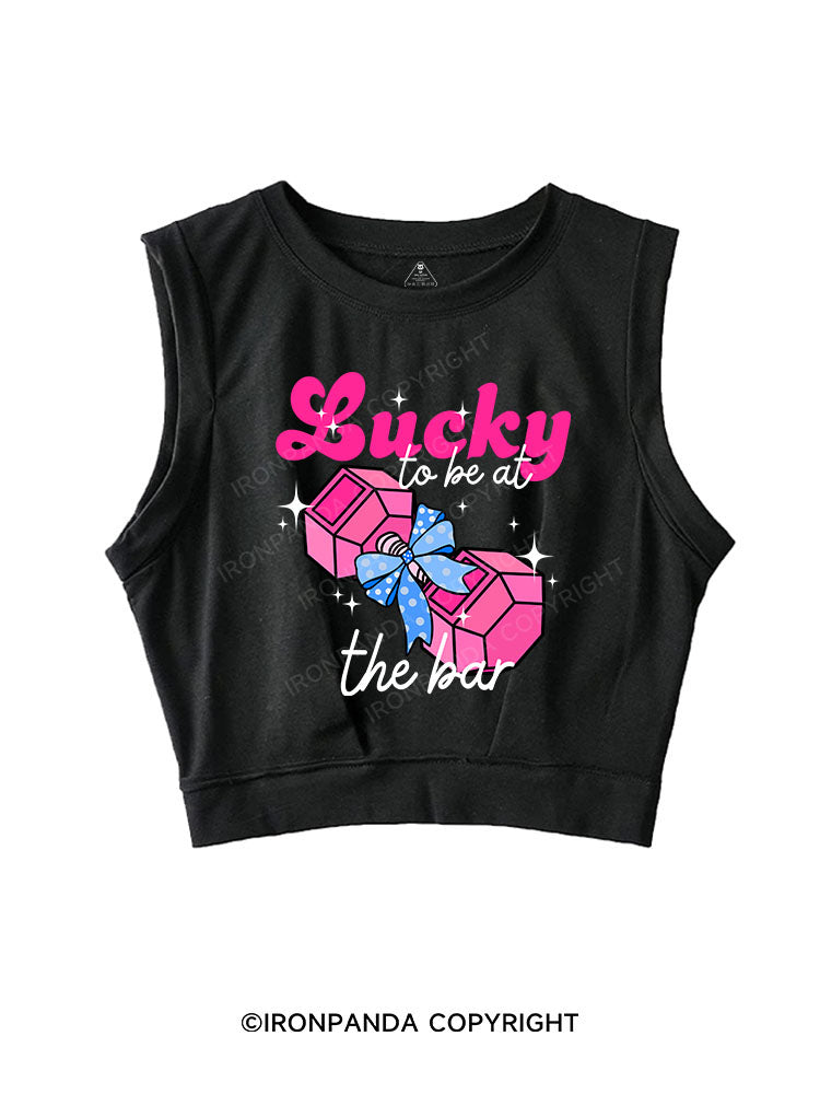 LUCKY TO BE AT THE BAR SLEEVELESS CROP TOPS