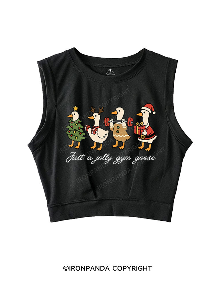 JUST A JOLLY GYM GOOSE SLEEVELESS CROP TOPS