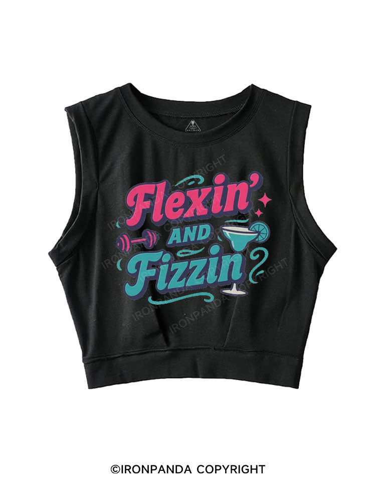 FLEXIN' AND FIZZIN SLEEVELESS CROP TOPS