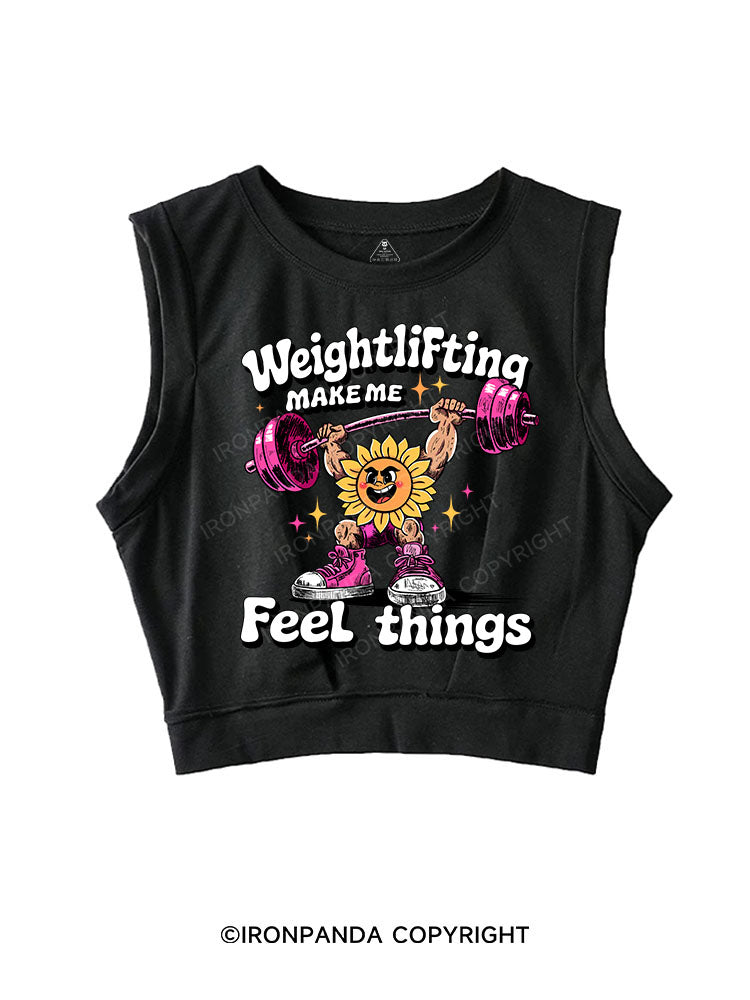 WEIGHTLIFTING MAKE ME FEEL THINGS SLEEVELESS CROP TOPS
