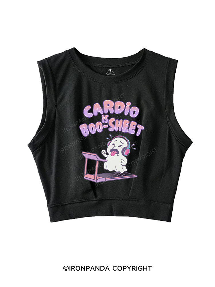 CARDIO IS BOO-SHEET SLEEVELESS CROP TOPS