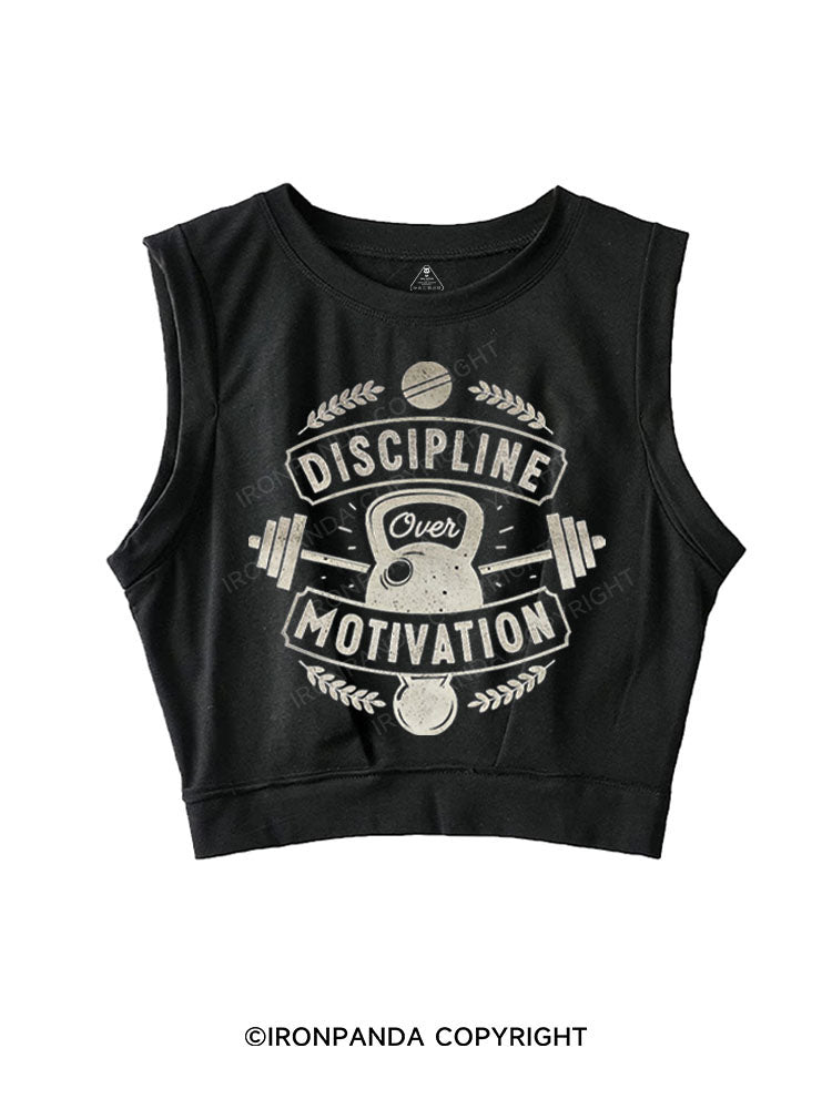 DISCIPLINE MOTIVATION SLEEVELESS CROP TOPS