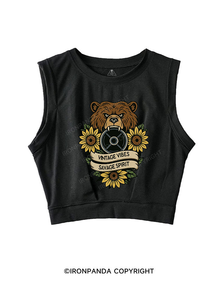 VINTAGE VIBES SAVAGE SPIRIT SLEEVELESS CROP TOPS