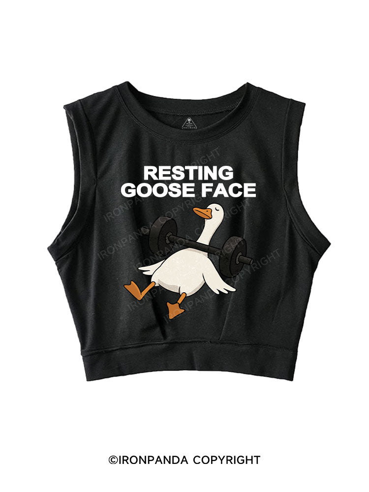 RESTING GOOSE FACE SLEEVELESS CROP TOPS