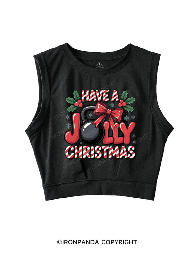 HAVE A JOLLY CHRISTMAS SLEEVELESS CROP TOPS