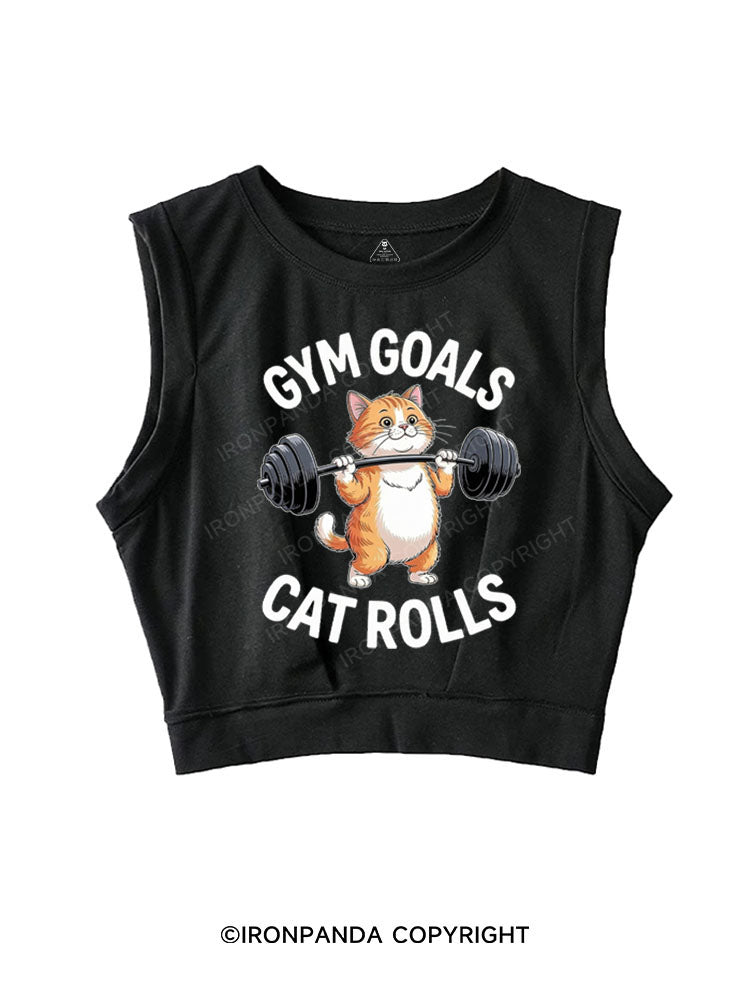 GYM GOALS CAT ROLLS SLEEVELESS CROP TOPS