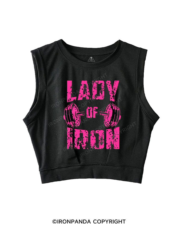 LADY OF IRON SLEEVELESS CROP TOPS