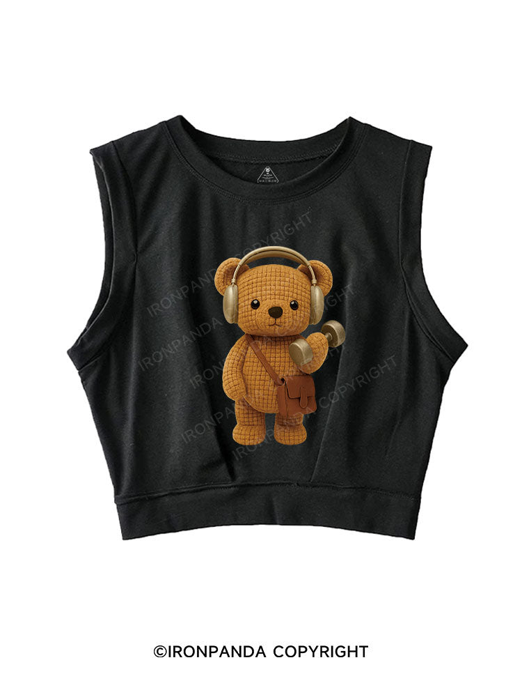 LIFT WITH BEAR BEATS SLEEVELESS CROP TOPS