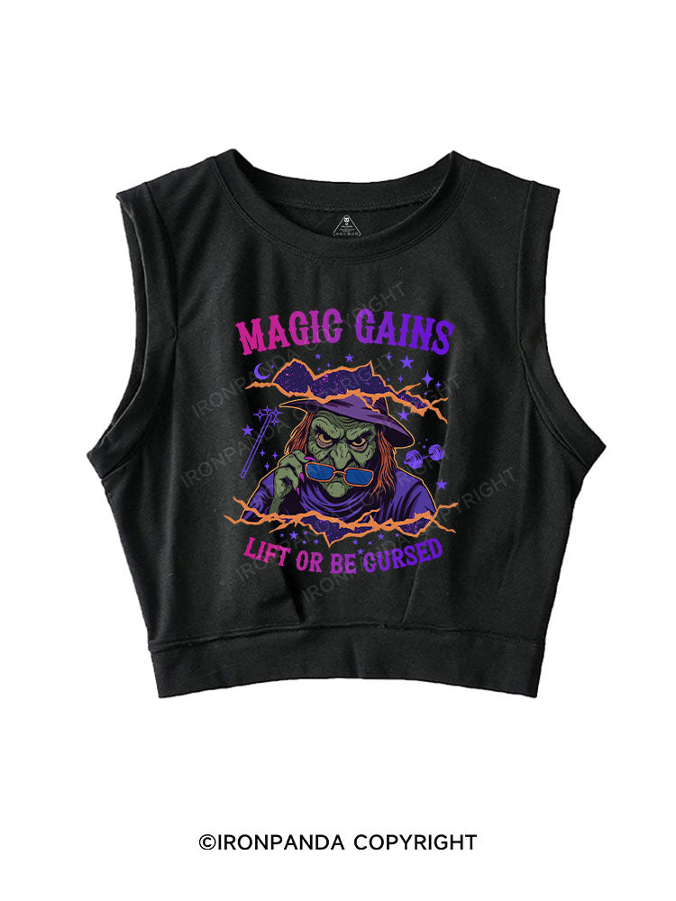 MAGIC GAINS LIFT OR BE CURSED SLEEVELESS CROP TOPS