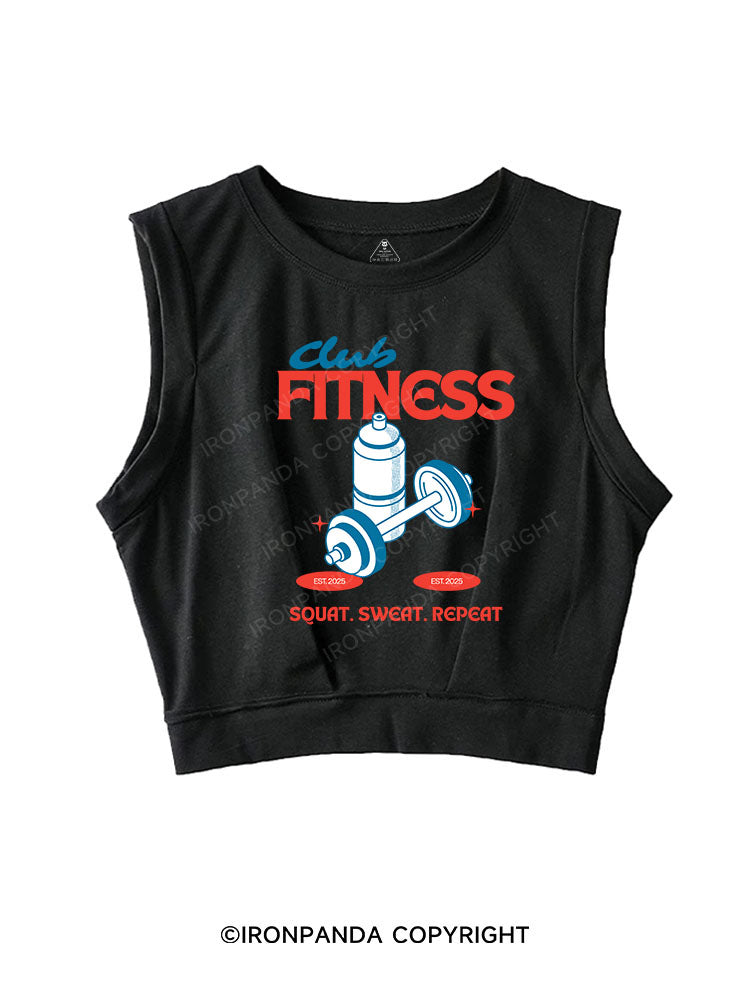 FITNESS CLUB SQUAT SWEAT REPEAT SLEEVELESS CROP TOPS