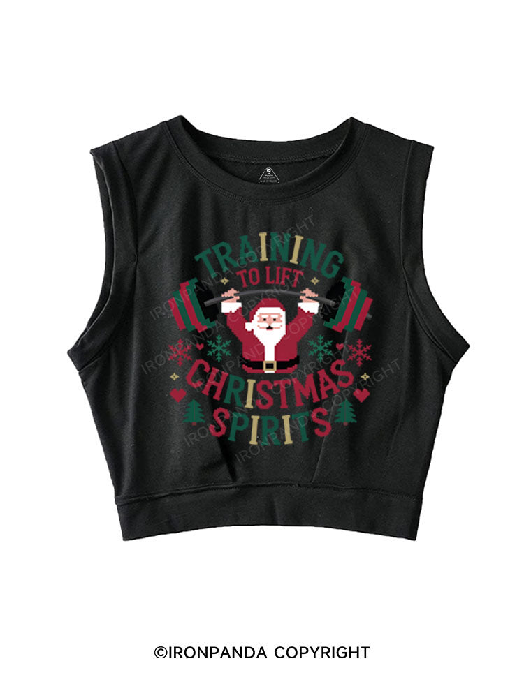 training to lift christmas spirits SLEEVELESS CROP TOPS