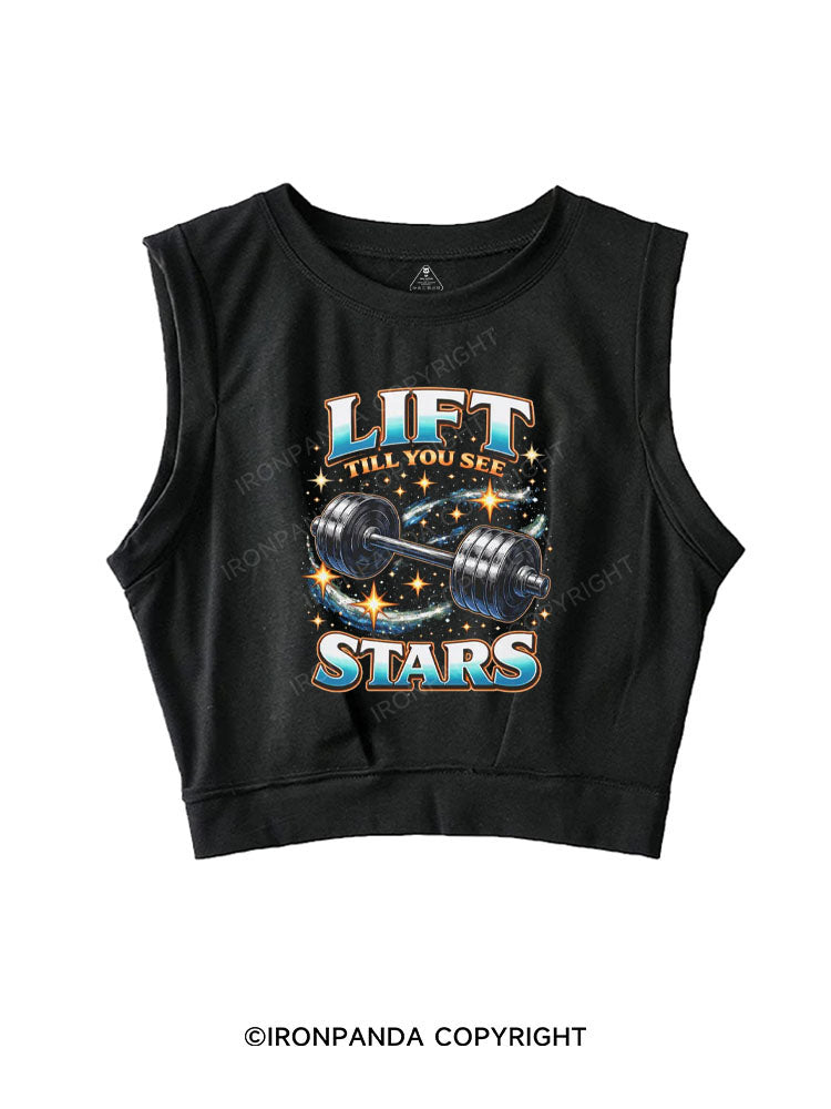 LIFT TILL YOU SEE STARS SLEEVELESS CROP TOPS