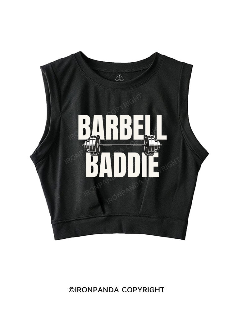 BARBELL BADDIE SLEEVELESS CROP TOPS