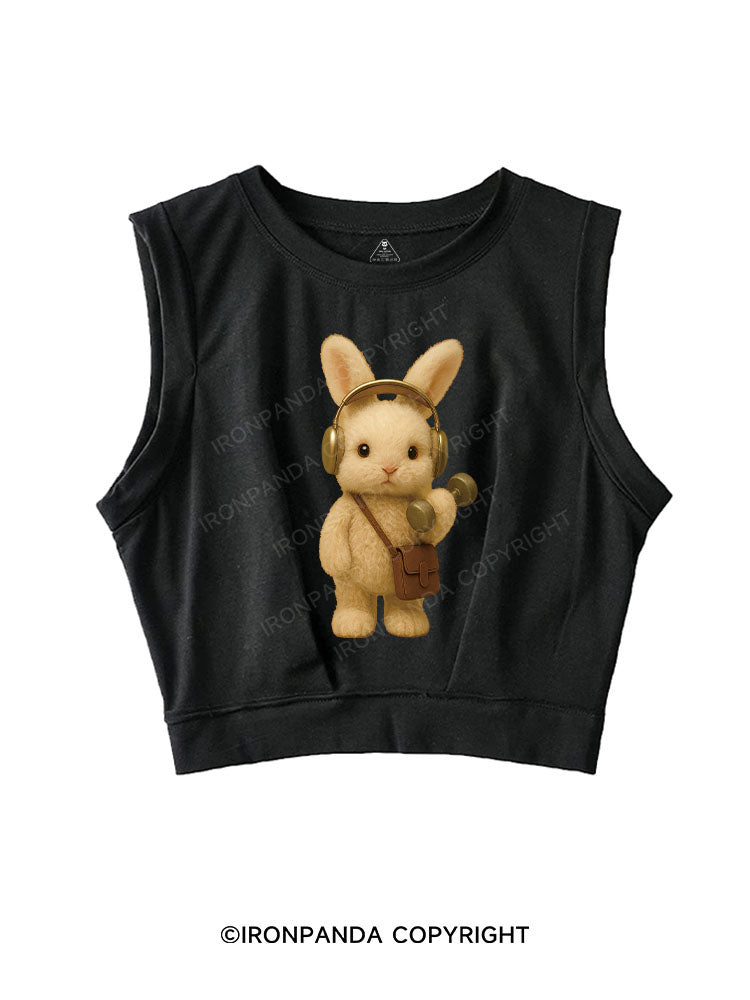 MUSCLE BUNNY MUSIC SLEEVELESS CROP TOPS