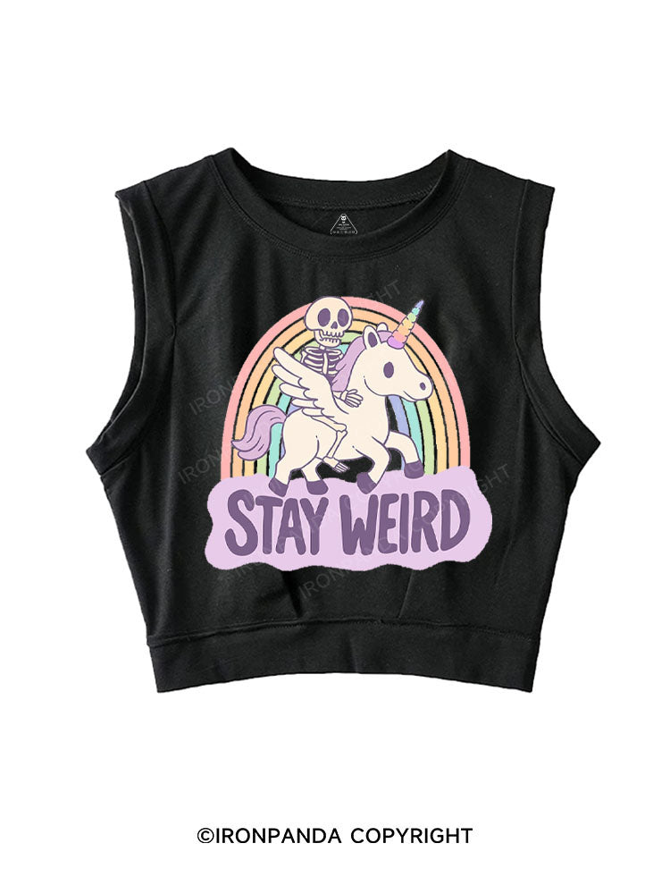 STAY WEIRD SLEEVELESS CROP TOPS