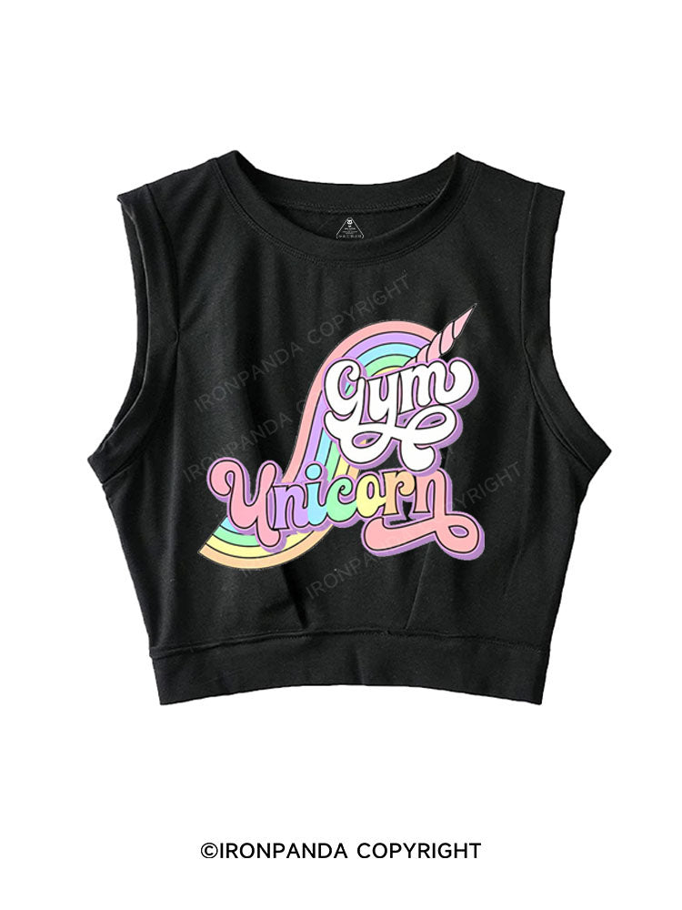GYM UNICORN SLEEVELESS CROP TOPS