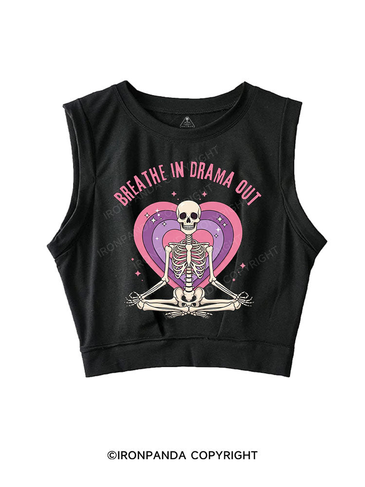 BREATHE IN DRAMA OUT SLEEVELESS CROP TOPS
