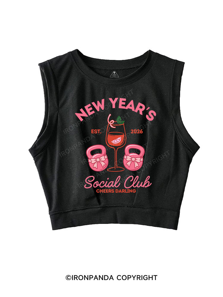 NEW YEAR'S SOCIAL CLUB CHEERS DARLING SLEEVELESS CROP TOPS