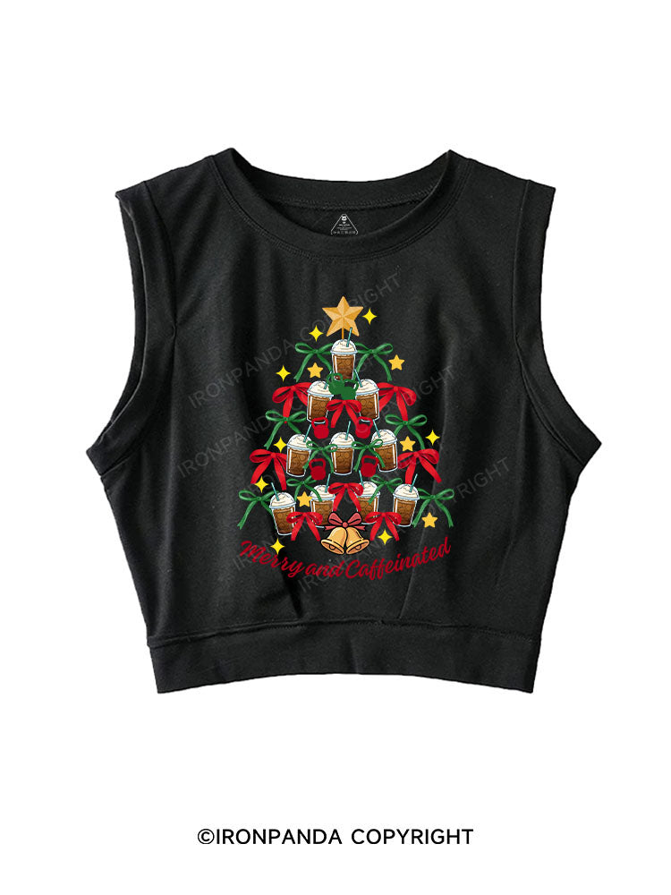 MERRY AND CAFFEINATED SLEEVELESS CROP TOPS