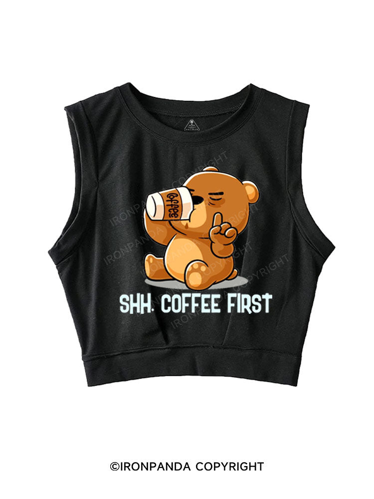 SHH COFFEE FIRST SLEEVELESS CROP TOPS