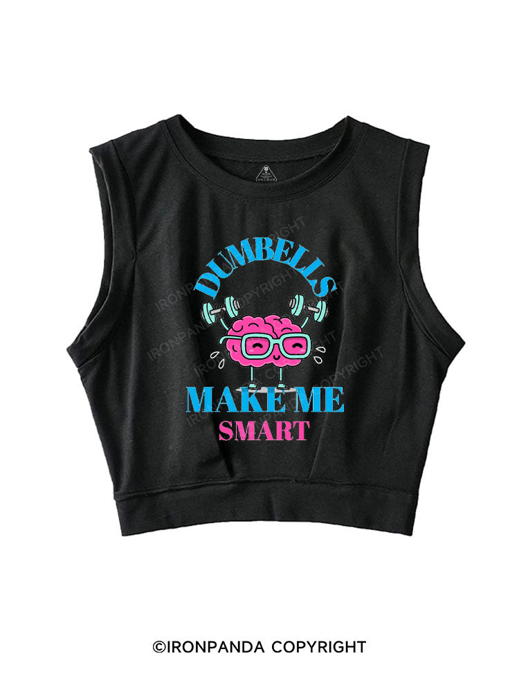 DUMBELLS MAKE ME SMART SLEEVELESS CROP TOPS