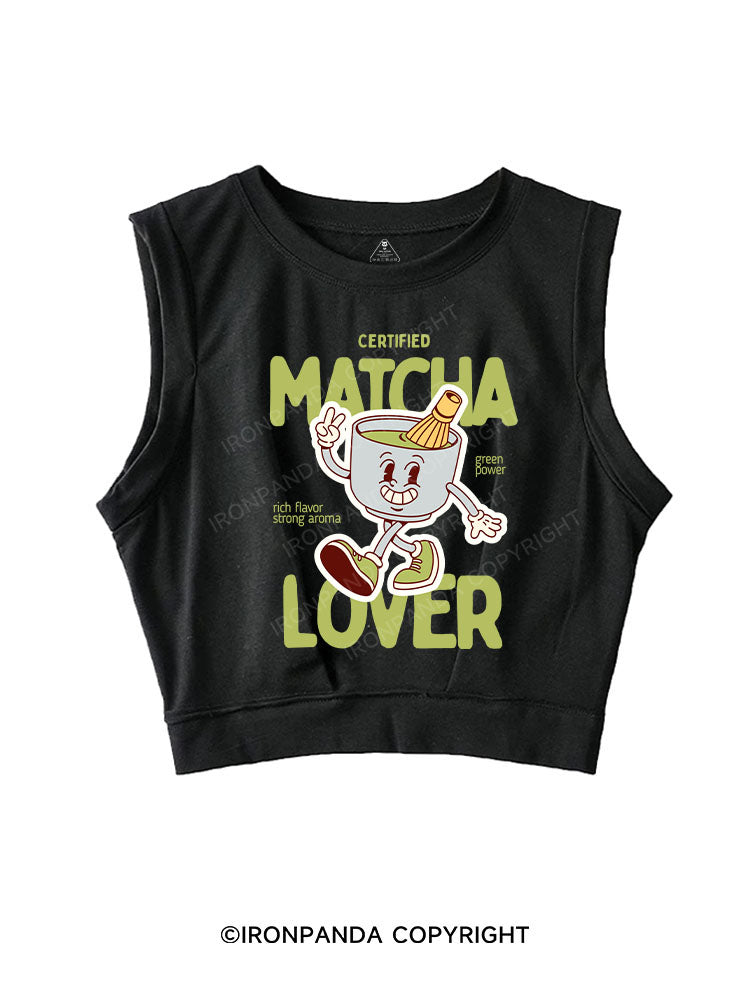 CERTIFIED MATCHA LOVER SLEEVELESS CROP TOPS