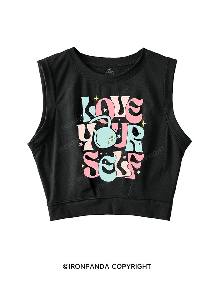 LOVE YOURSELF SLEEVELESS CROP TOPS