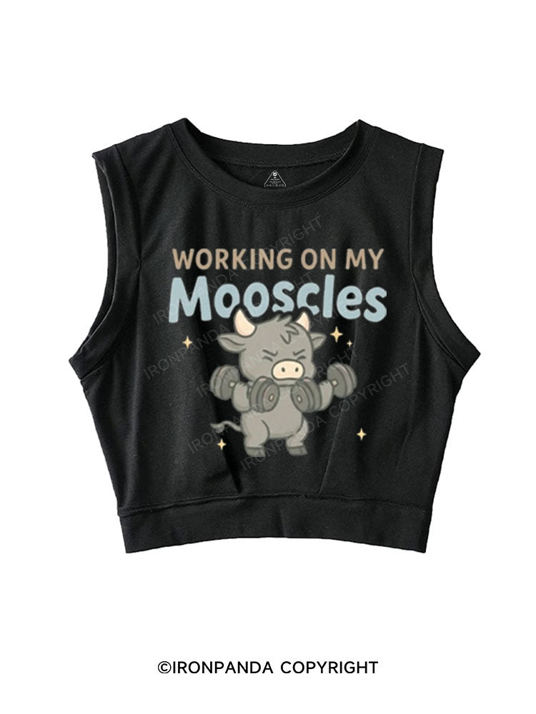working on my mooscles SLEEVELESS CROP TOPS