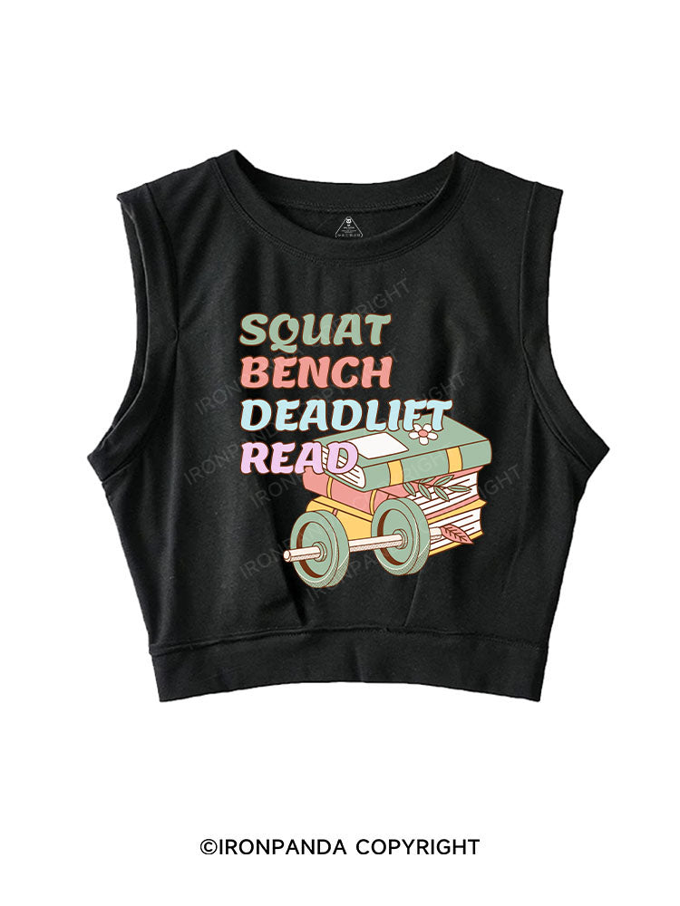 SQUAT BENCH DEADLIFT READ SLEEVELESS CROP TOPS
