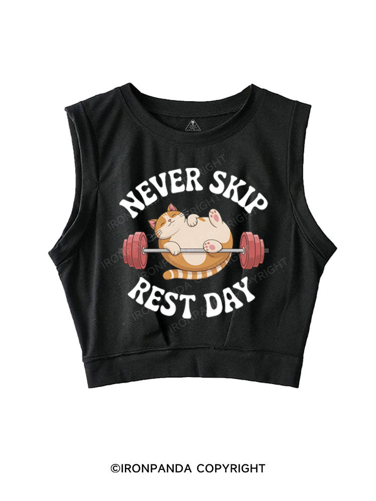 NEVER SKIP REST DAY SLEEVELESS CROP TOPS