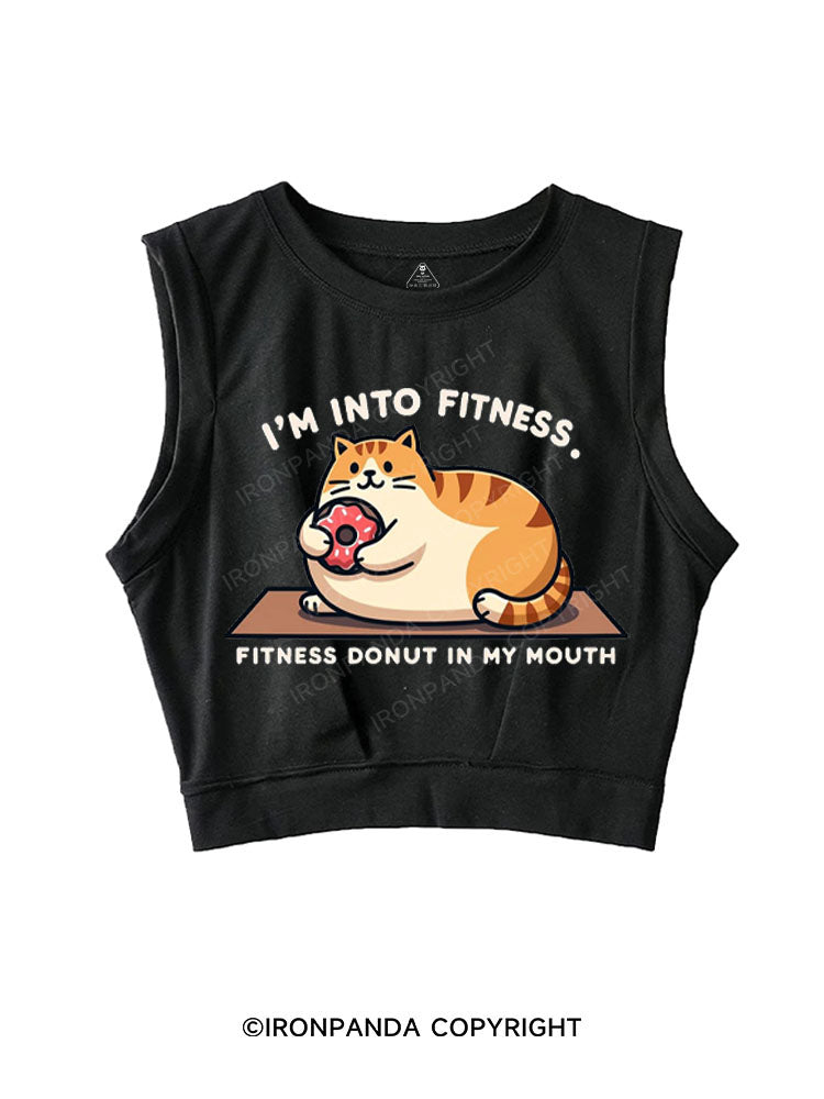 I'M INTO FITNESS, FITNESS DONUT IN MY MOUTH SLEEVELESS CROP TOPS