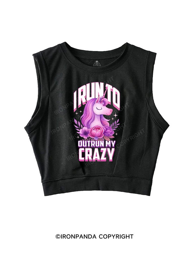I RUN TO OUTRUN MY CRAZY SLEEVELESS CROP TOPS