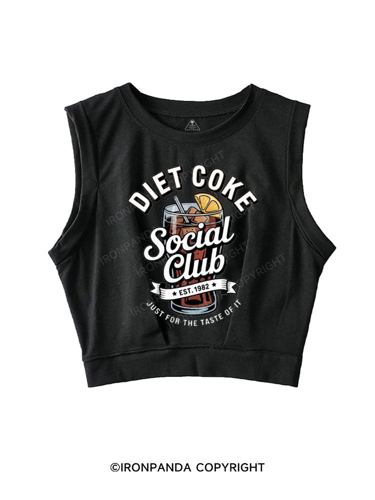 DIET COKE SOCIAL CLUB JUST FOR THE TASTE OF IT SLEEVELESS CROP TOPS