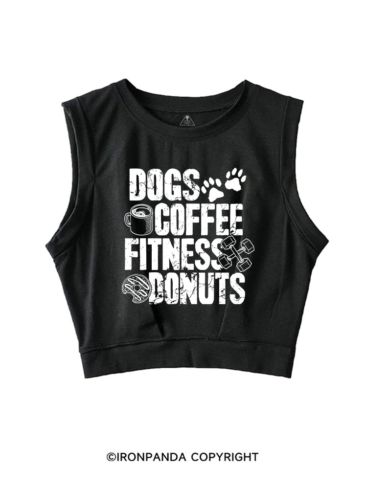 DOGS COFFEE FITNESS DONUTS SLEEVELESS CROP TOPS