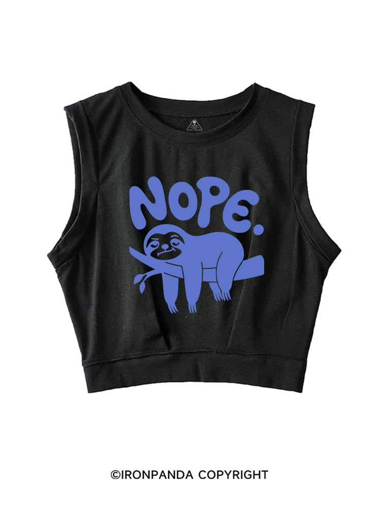 NO TODAY SLOTH SLEEVELESS CROP TOPS