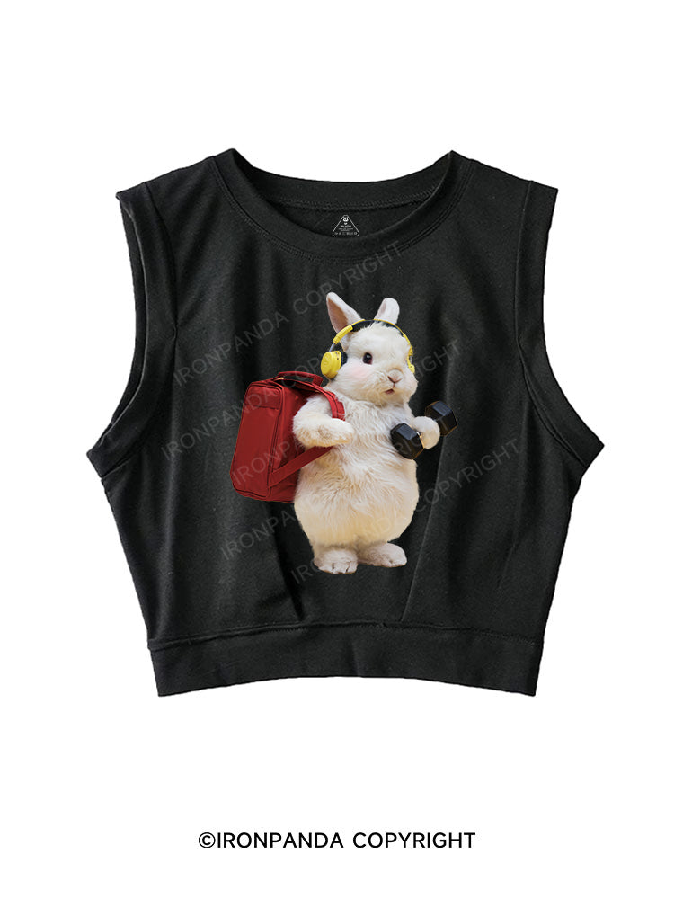 RABBIT DUMBBELL SLEEVELESS CROP TOPS