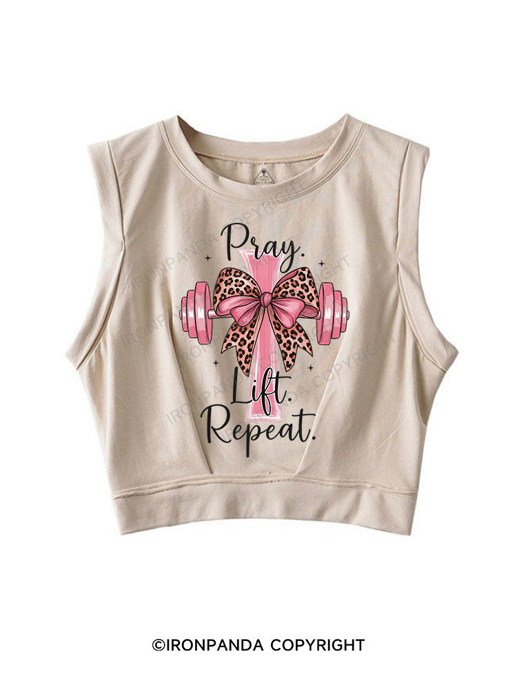 Pray. Lift. Repeat SLEEVELESS CROP TOPS