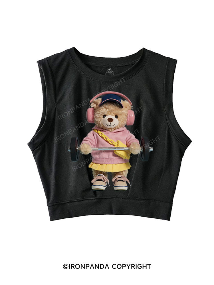 DEADLIFT WITH BEAR POWER SLEEVELESS CROP TOPS