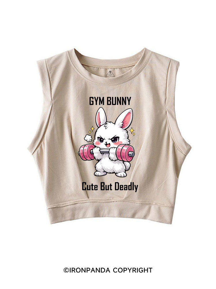 GYM BUNNY CUTE BUT DEADLY SLEEVELESS CROP TOPS