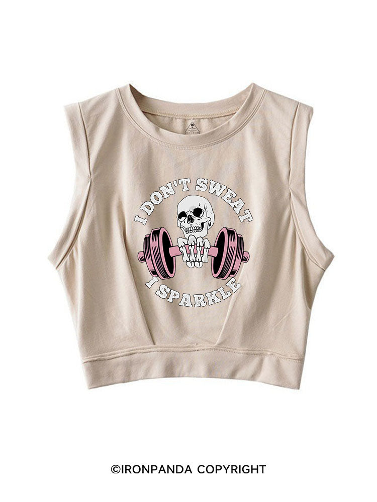 I DON'T SWEAT I SPARKLE SLEEVELESS CROP TOPS