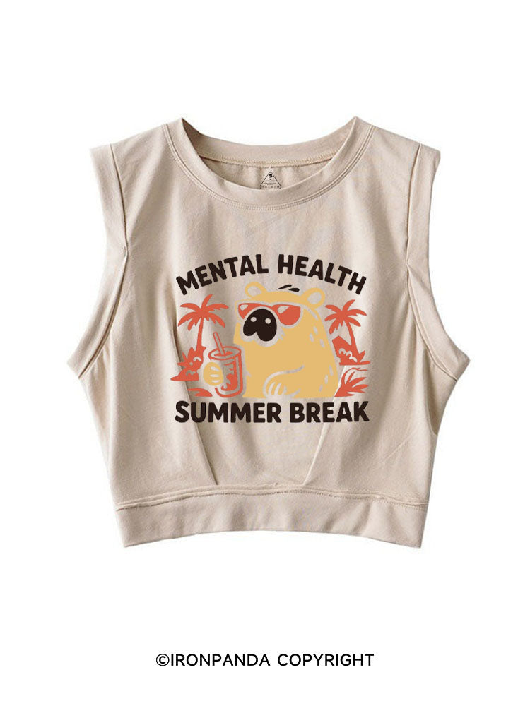 MENTAL HEALTH SUMMER BREAK CAPYBARA SLEEVELESS CROP TOPS
