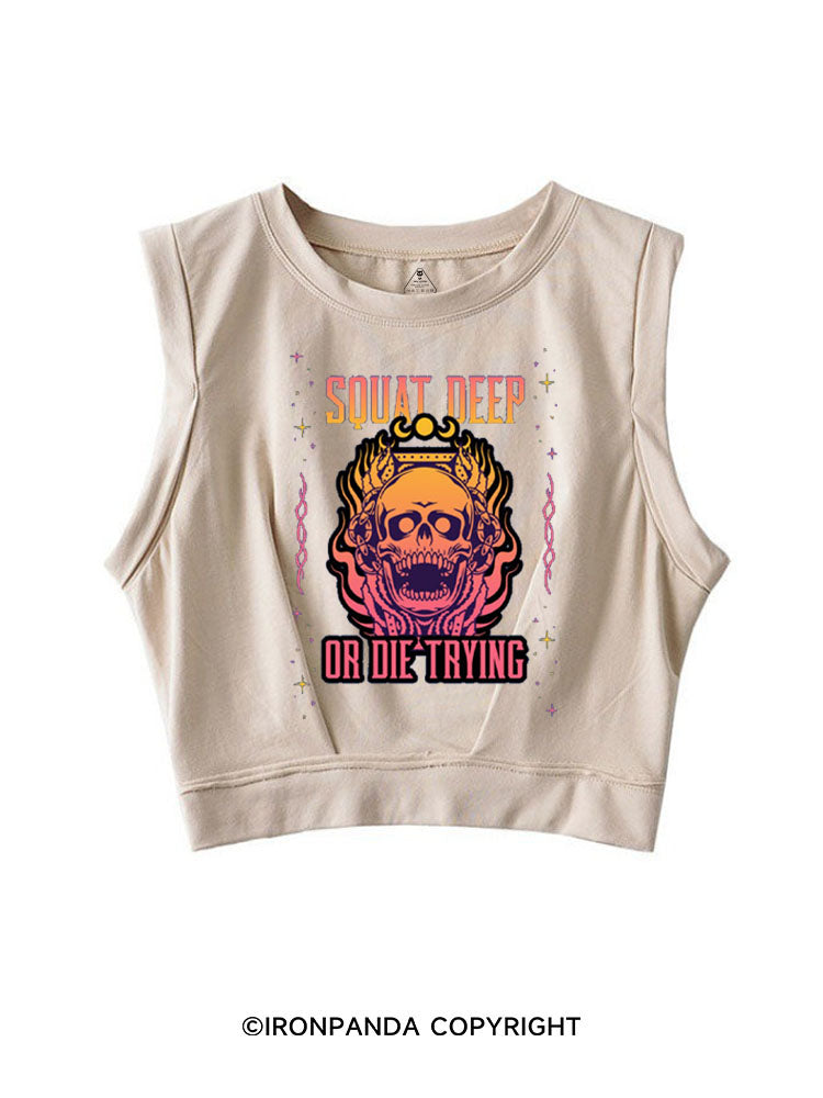 SQUAT DEEP OR DIE TRYING SLEEVELESS CROP TOPS