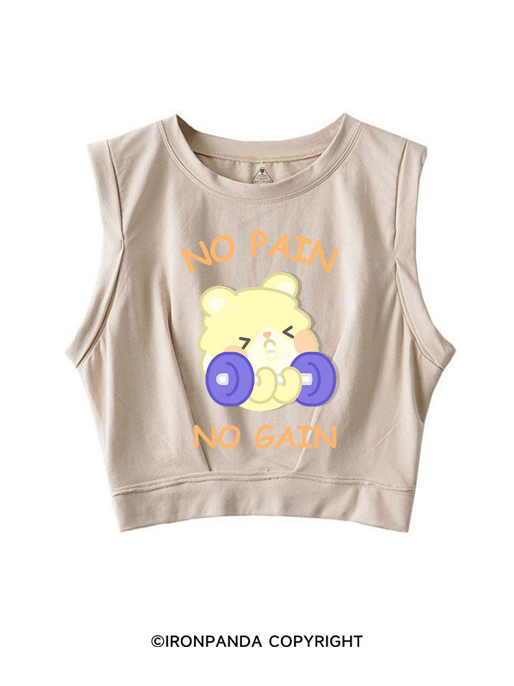 NO PAIN NO GAIN SLEEVELESS CROP TOPS