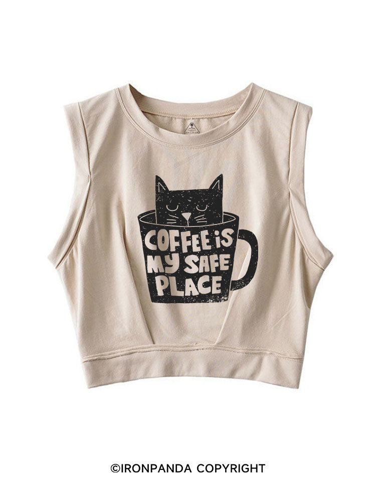 COFFEE IS MY SAFE PLACE SLEEVELESS CROP TOPS