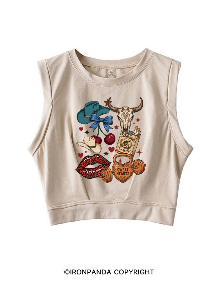 Sweat Hearts Western Gym SLEEVELESS CROP TOPS