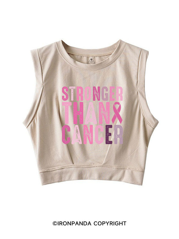 STRONGER THAN CANCER SLEEVELESS CROP TOPS
