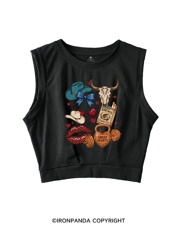 Sweat Hearts Western Gym SLEEVELESS CROP TOPS