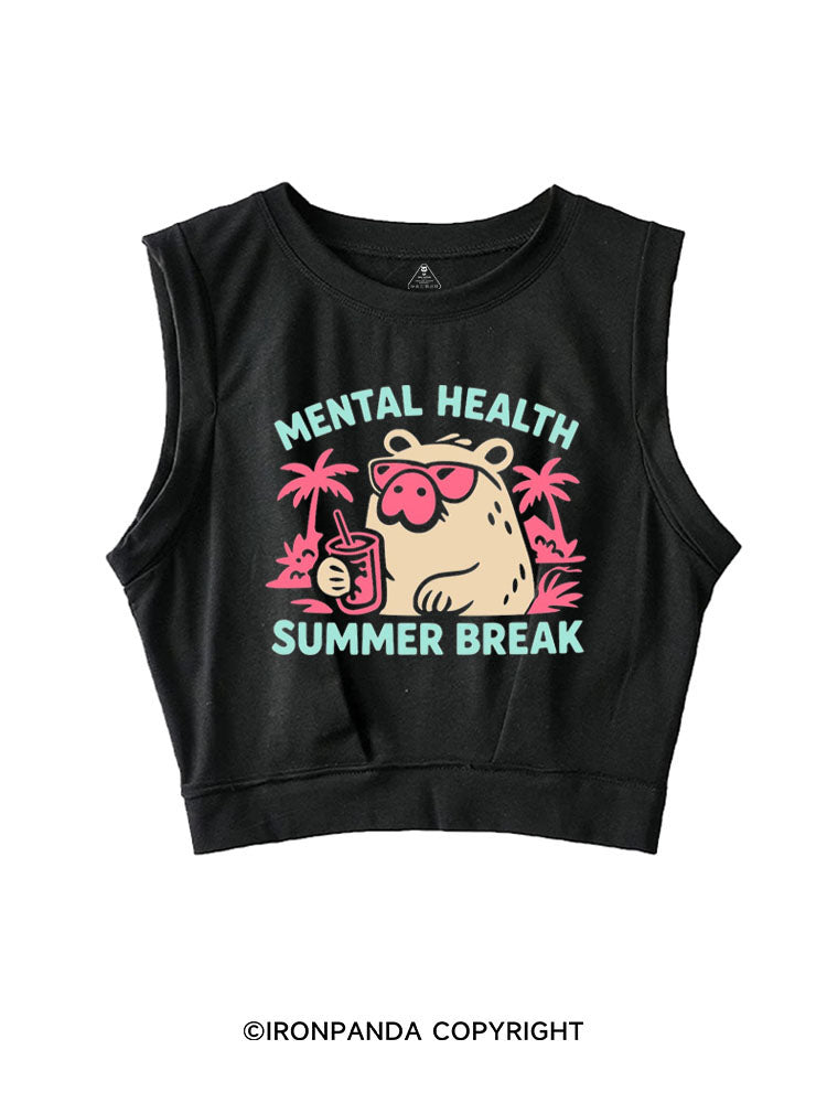 MENTAL HEALTH SUMMER BREAK CAPYBARA SLEEVELESS CROP TOPS