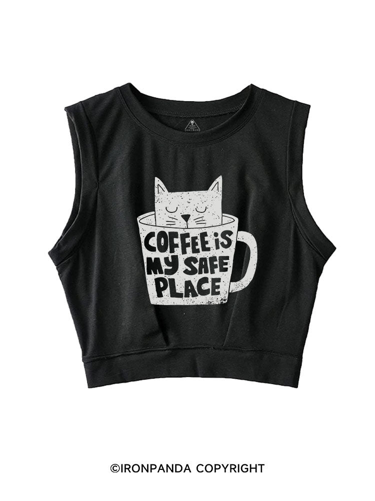COFFEE IS MY SAFE PLACE SLEEVELESS CROP TOPS